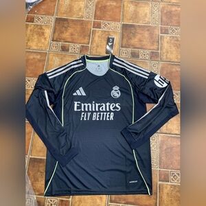 Adidas Real Madrid 2025/26 Away Long Sleeve Jersey Size M